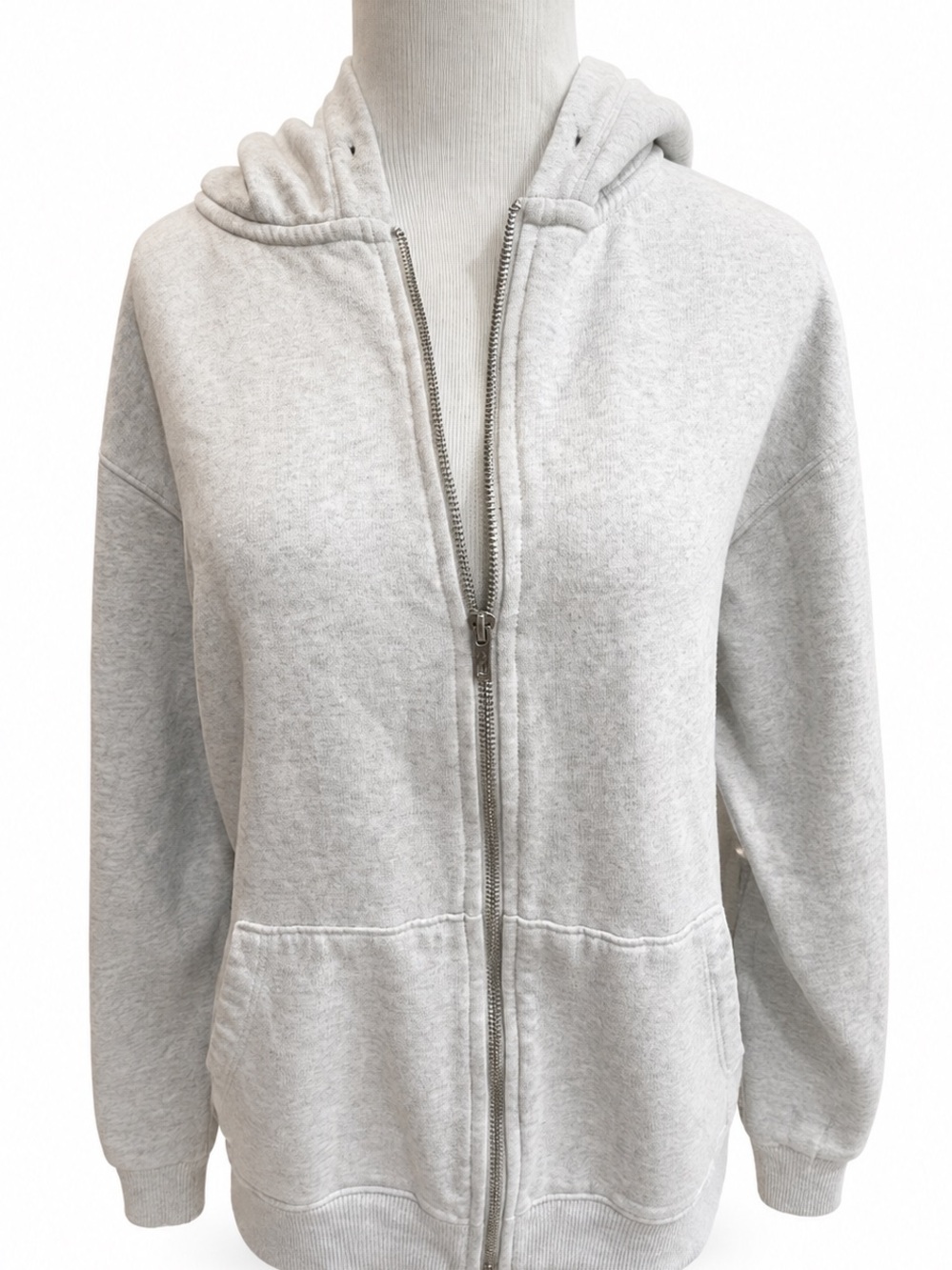 PINK Victoria's Secret Light Gray Full-Zip Hoodie